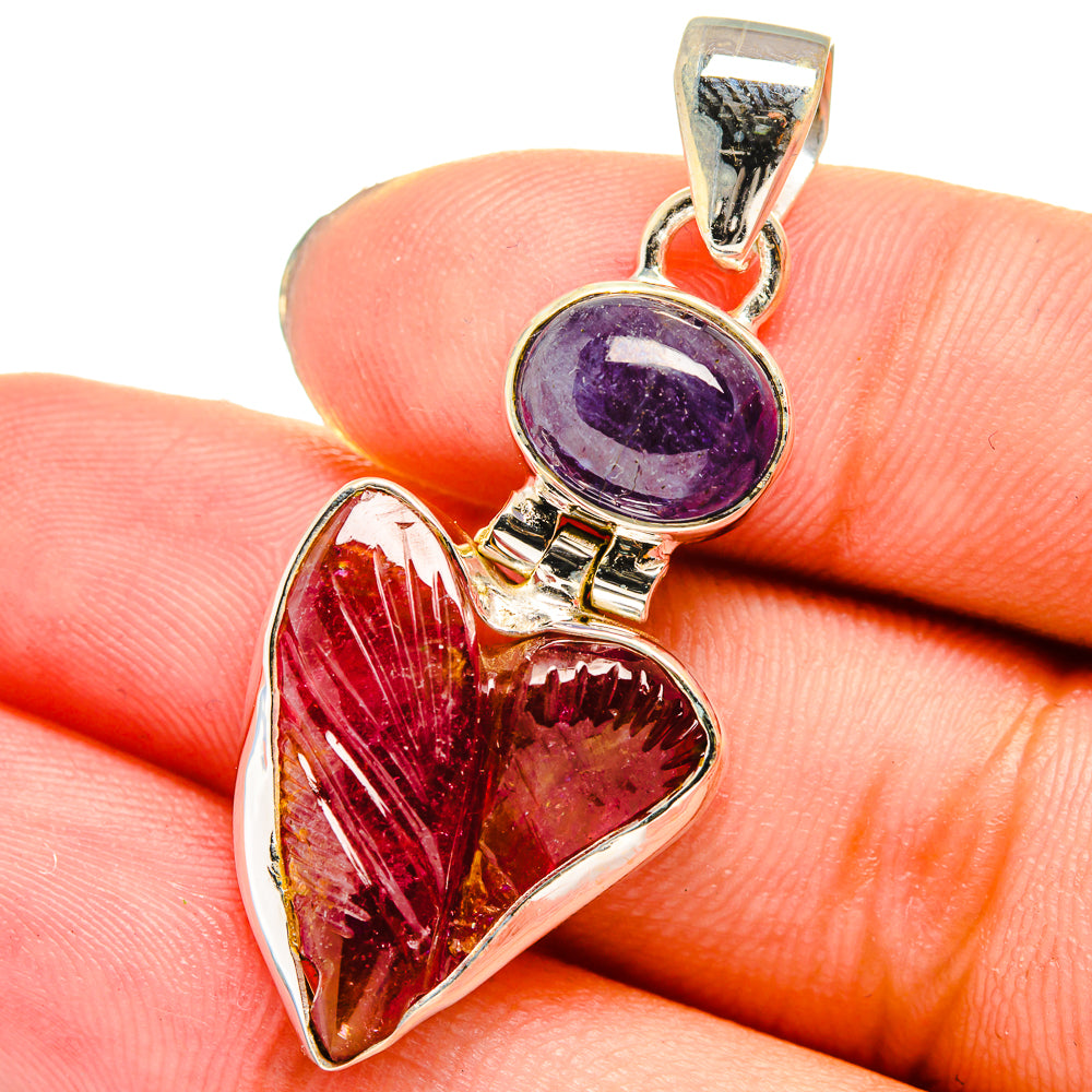 Pink Tourmaline, Tanzanite Pendants handcrafted by Anasilvercos - PD13738