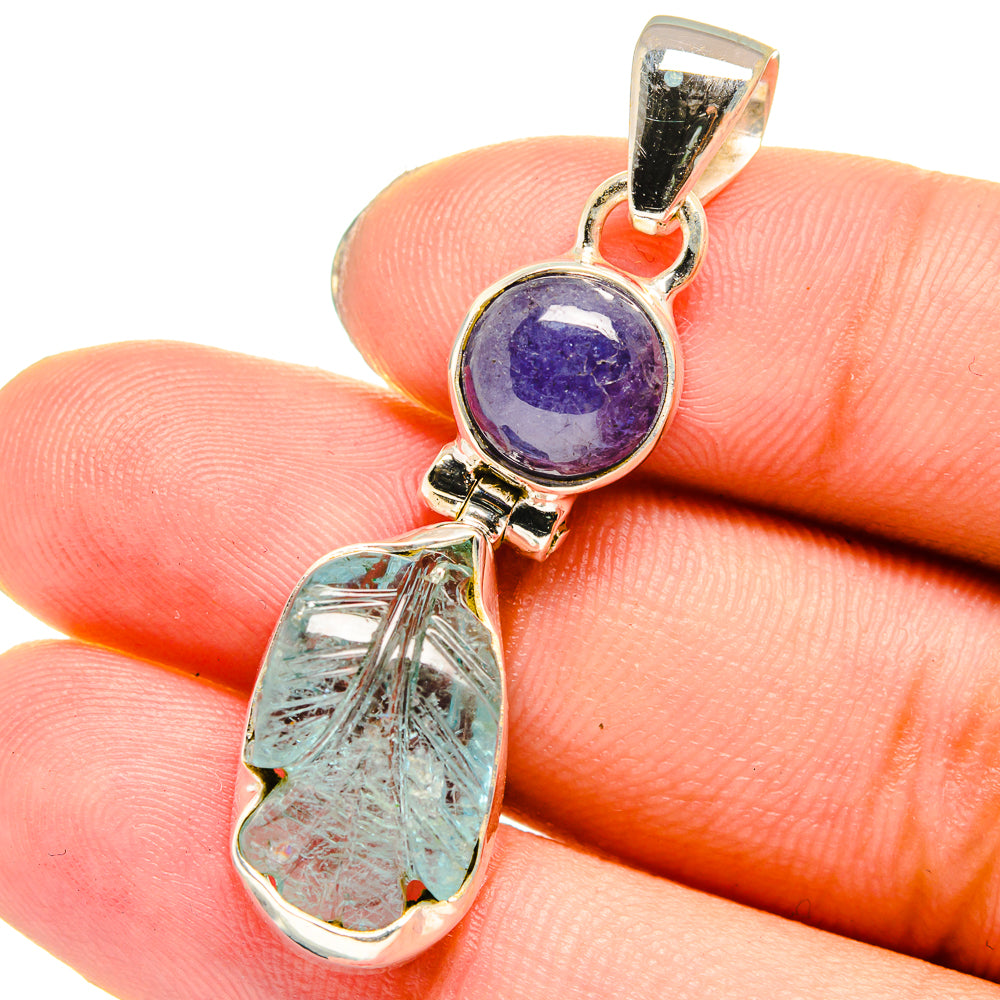 Aquamarine, Tanzanite Pendants handcrafted by Anasilvercos - PD13741