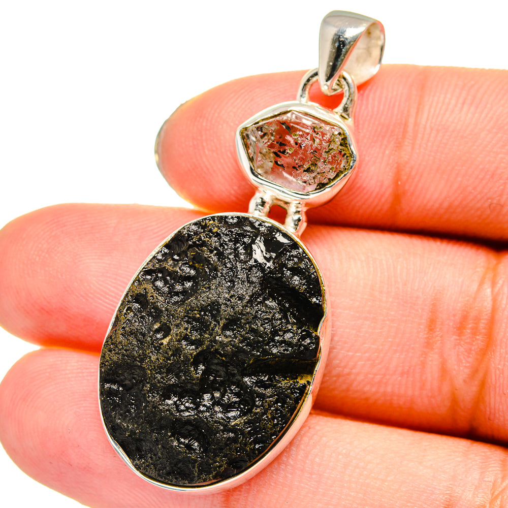 Tektite, Herkimer Diamond Pendants handcrafted by Anasilvercos - PD13750