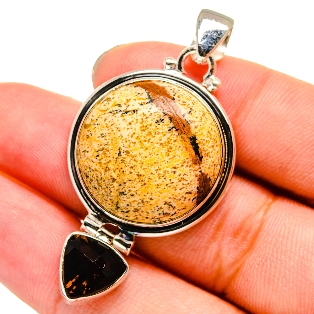 Picture Jasper, Smoky Quartz Pendants handcrafted by Anasilvercos - PD13751