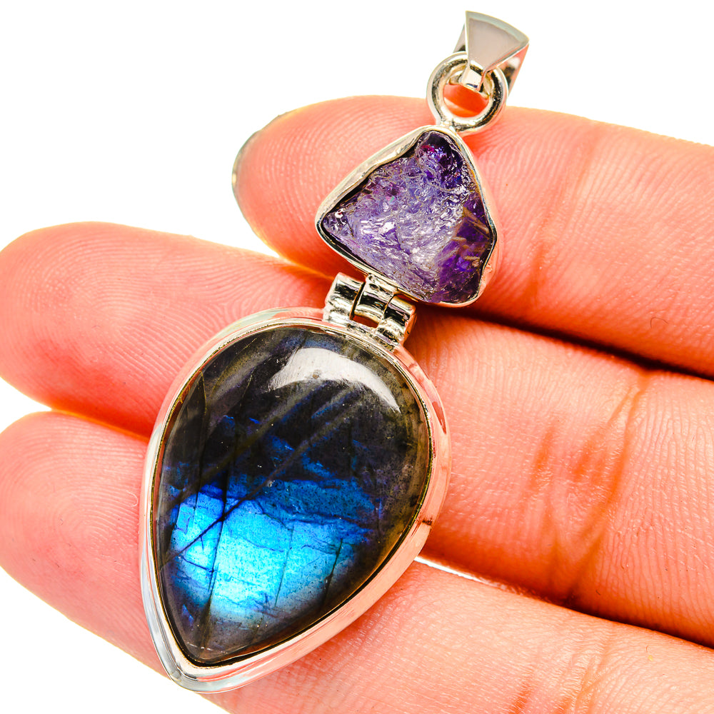 Labradorite, Tanzanite Pendants handcrafted by Anasilvercos - PD13758