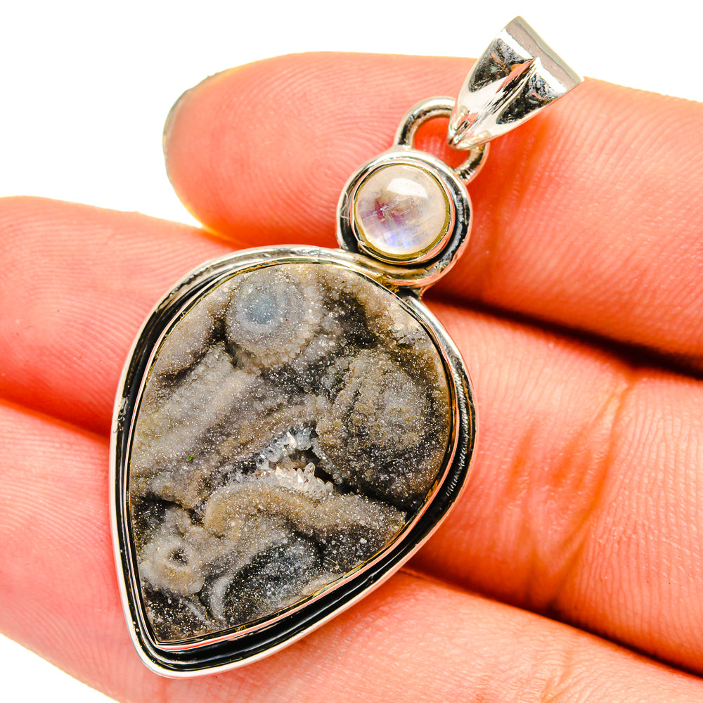 Desert Druzy, Rainbow Moonstone Pendants handcrafted by Anasilvercos - PD13796