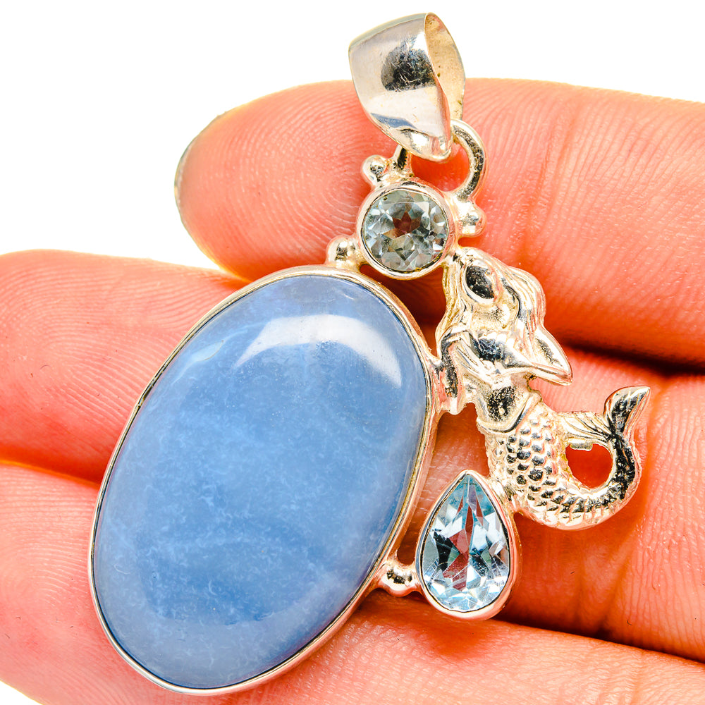 Owyhee Opal, Blue Topaz Mermaid Pendants handcrafted by Anasilvercos - PD13798