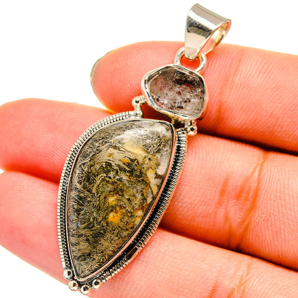 Pyrite Agate, Herkimer Diamond Pendants handcrafted by Anasilvercos - PD13805