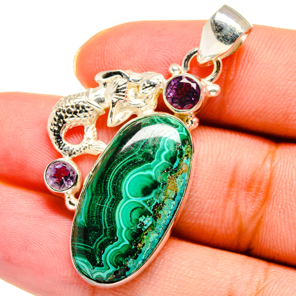 Malachite In Chrysocolla Pendants handcrafted by Anasilvercos - PD13820