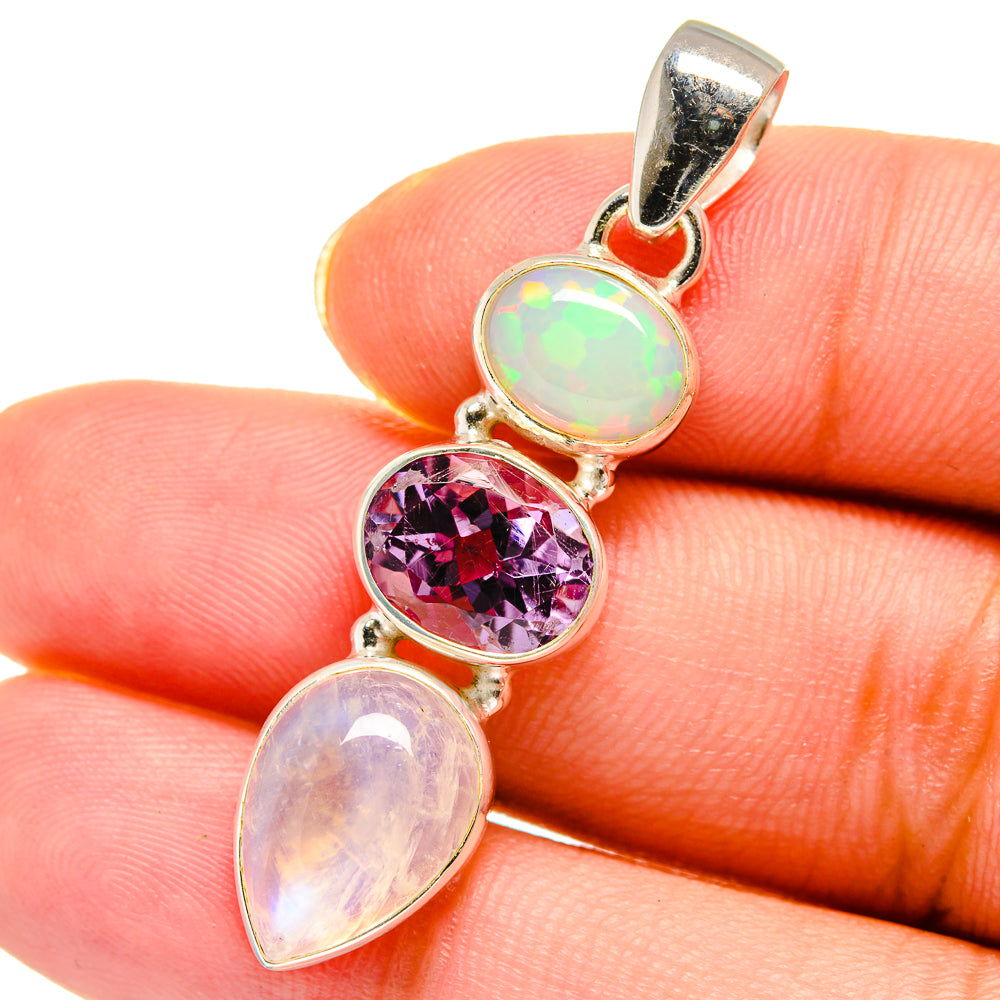 Rainbow Moonstone Pendants handcrafted by Anasilvercos - PD13831
