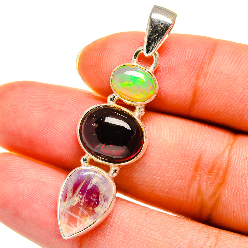 Rainbow Moonstone Pendants handcrafted by Anasilvercos - PD13865