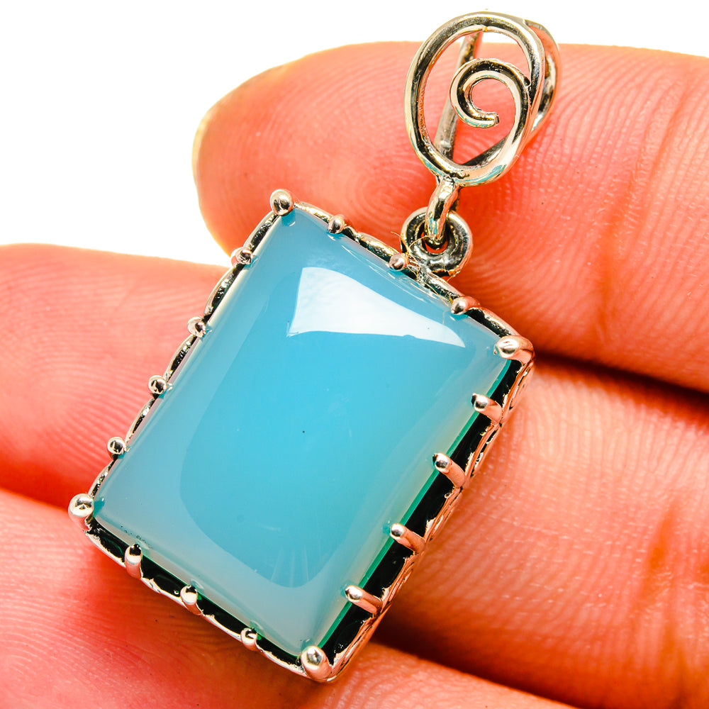 Aqua Chalcedony Pendants handcrafted by Anasilvercos - PD13866
