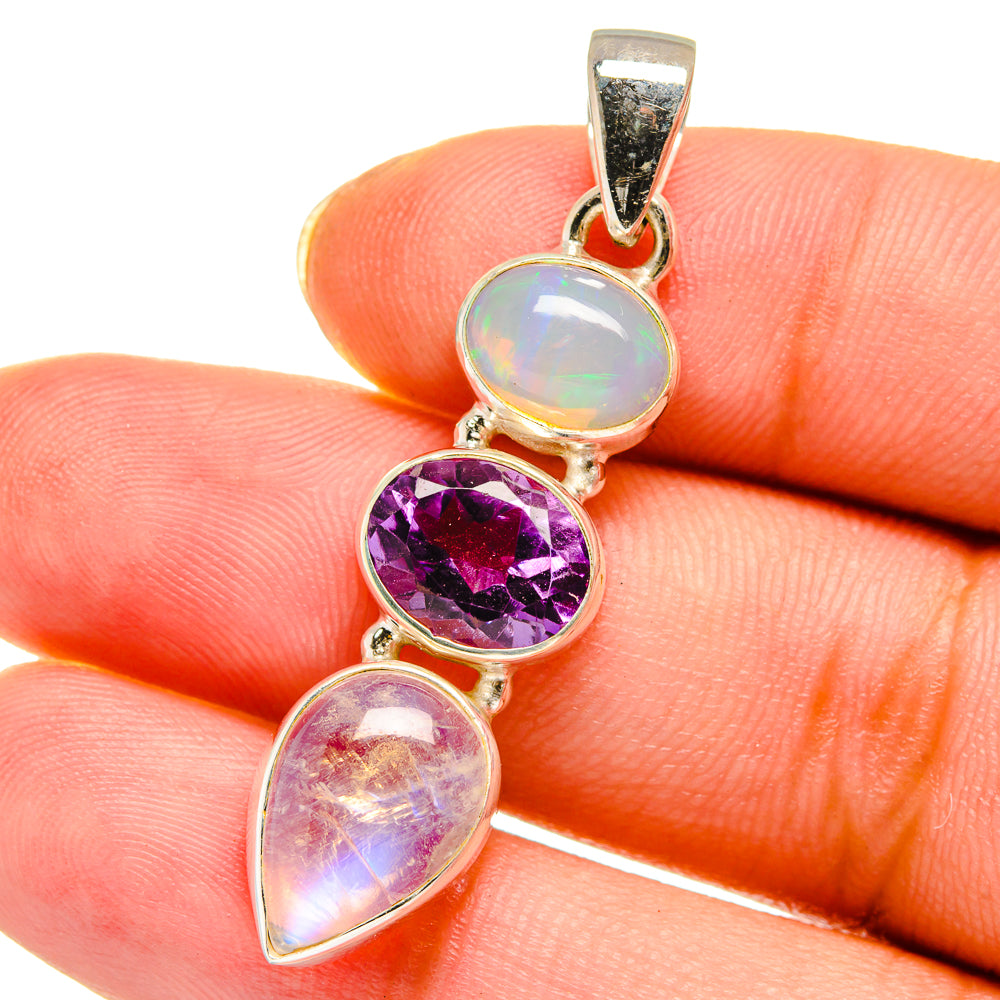 Rainbow Moonstone Pendants handcrafted by Anasilvercos - PD13867
