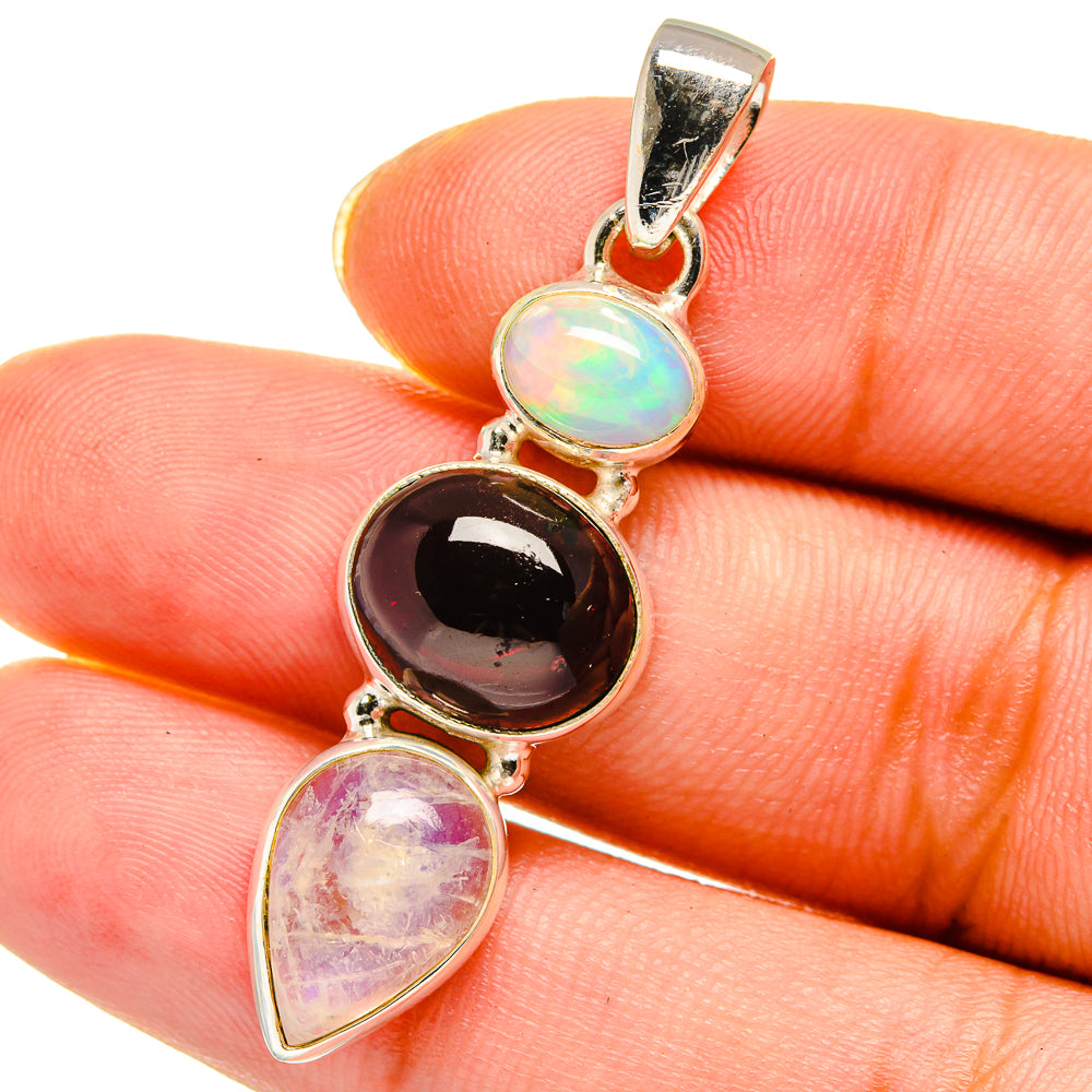 Rainbow Moonstone Pendants handcrafted by Anasilvercos - PD13891