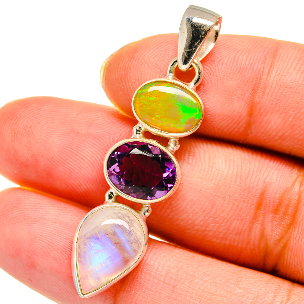 Rainbow Moonstone Pendants handcrafted by Anasilvercos - PD13900