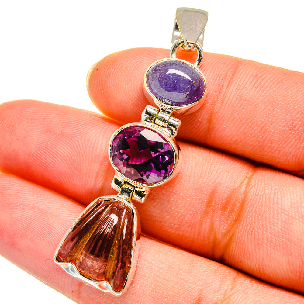 Pink Tourmaline Pendants handcrafted by Anasilvercos - PD13915