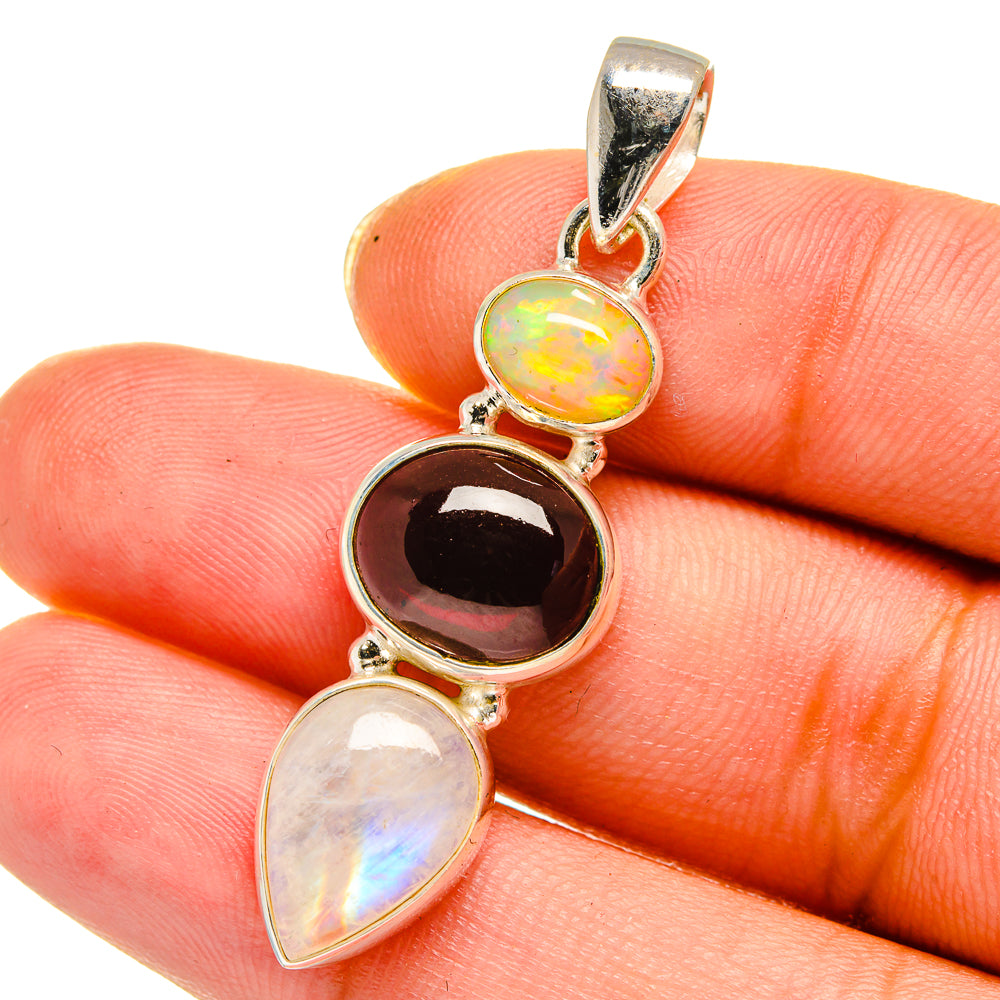 Rainbow Moonstone Pendants handcrafted by Anasilvercos - PD13917