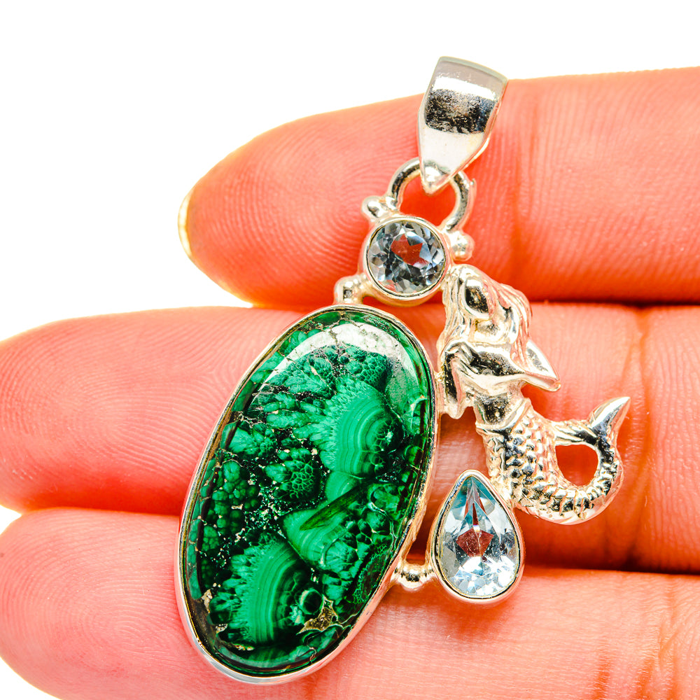 Malachite In Chrysocolla Pendants handcrafted by Anasilvercos - PD13924