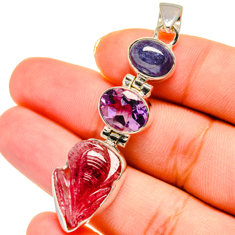Pink Tourmaline Pendants handcrafted by Anasilvercos - PD13930