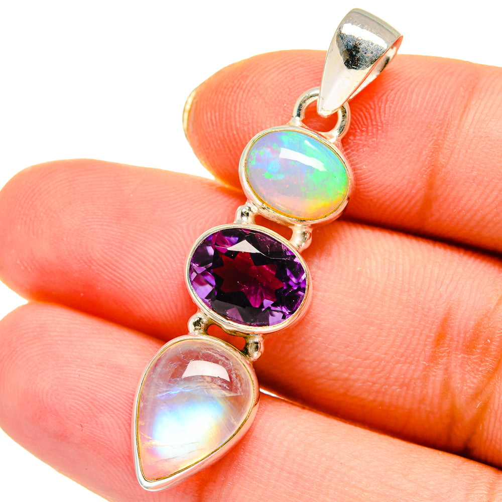 Rainbow Moonstone Pendants handcrafted by Anasilvercos - PD13932