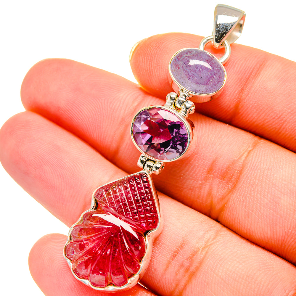 Pink Tourmaline Pendants handcrafted by Anasilvercos - PD13936