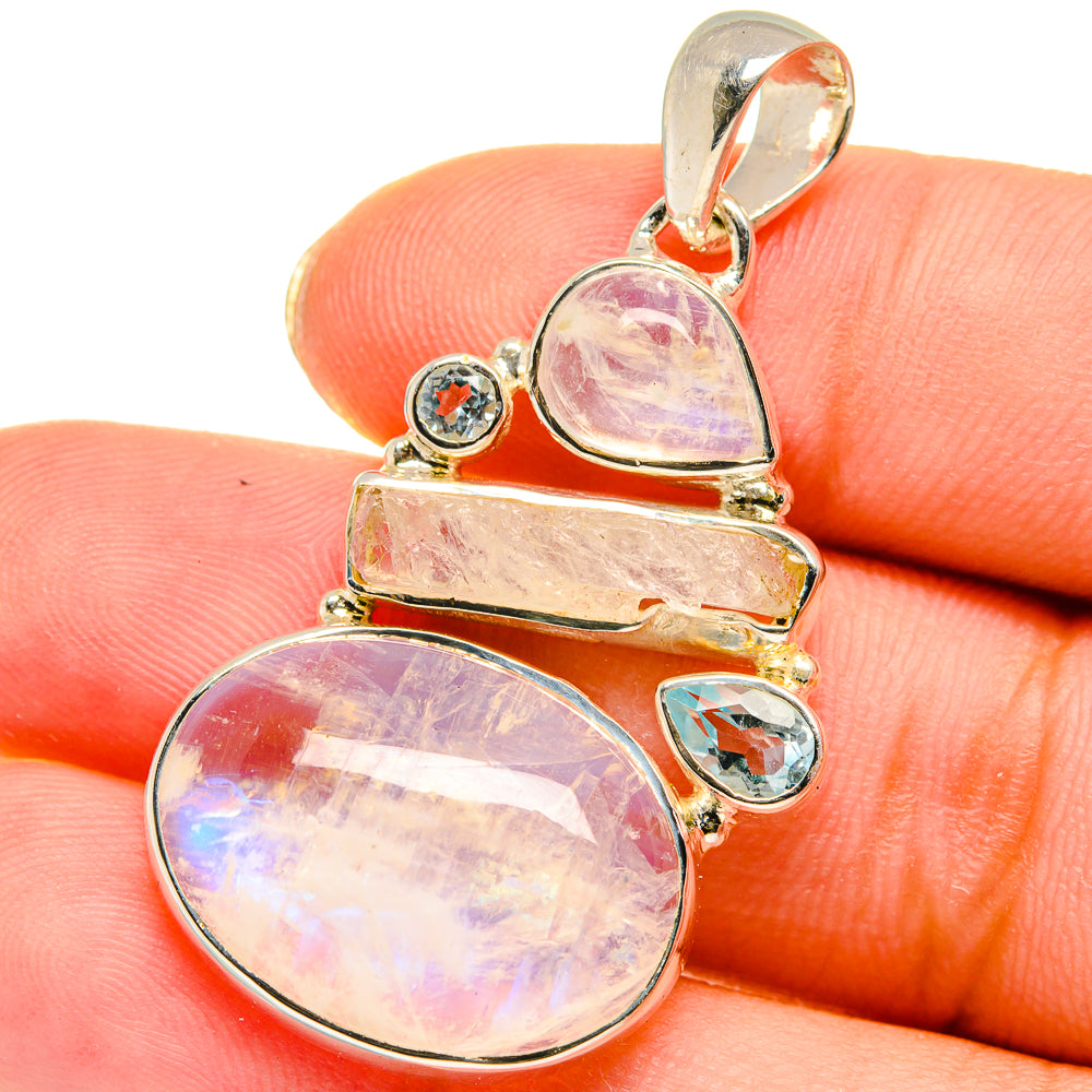 Rainbow Moonstone Pendants handcrafted by Anasilvercos - PD13959