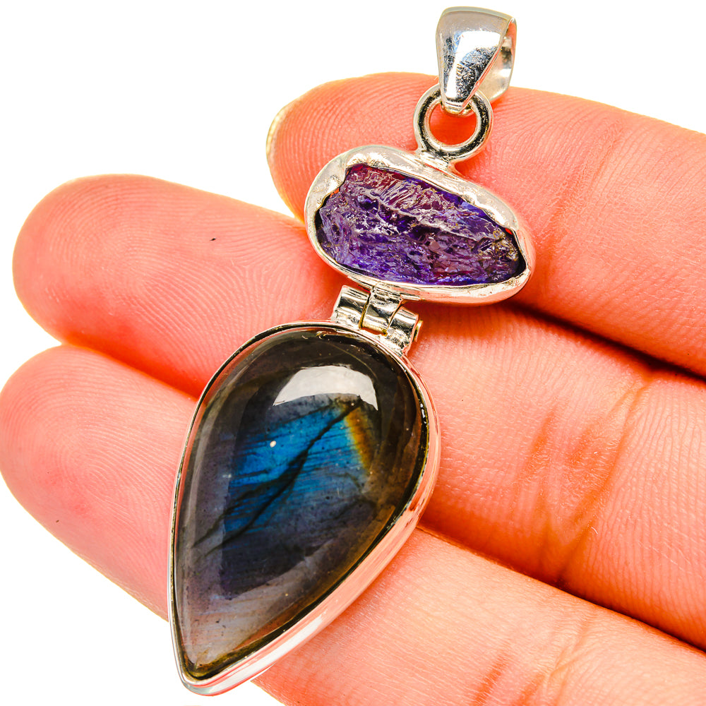 Labradorite, Tanzanite Pendants handcrafted by Anasilvercos - PD13971