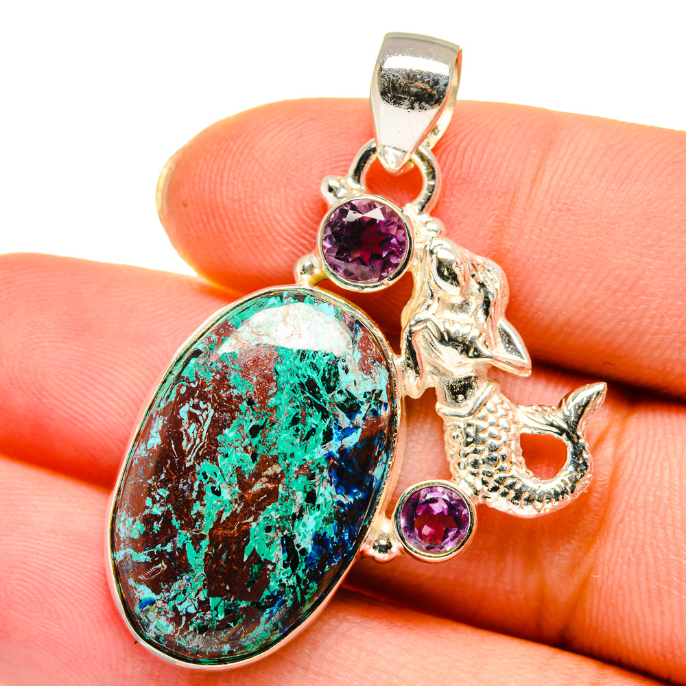 Shattuckite, Amethyst Pendants handcrafted by Anasilvercos - PD13977