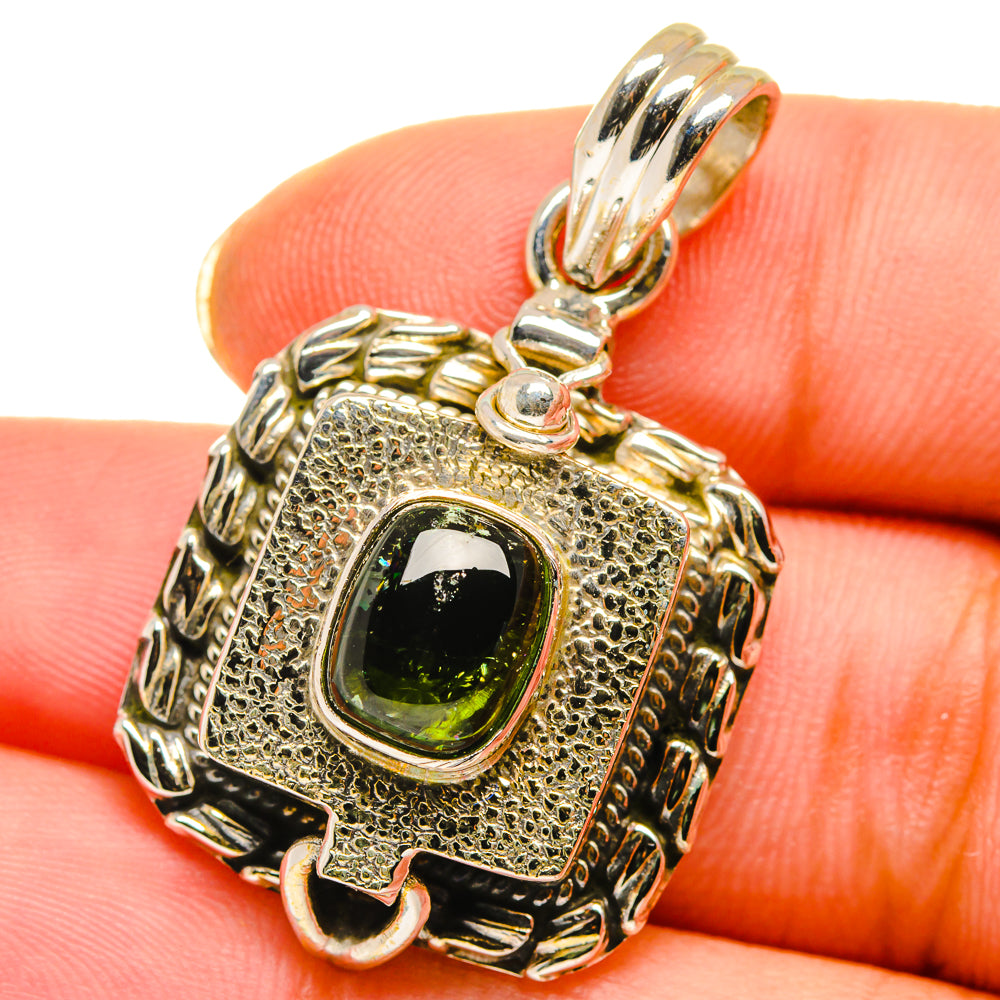 Green Tourmaline Pendants handcrafted by Anasilvercos - PD13979