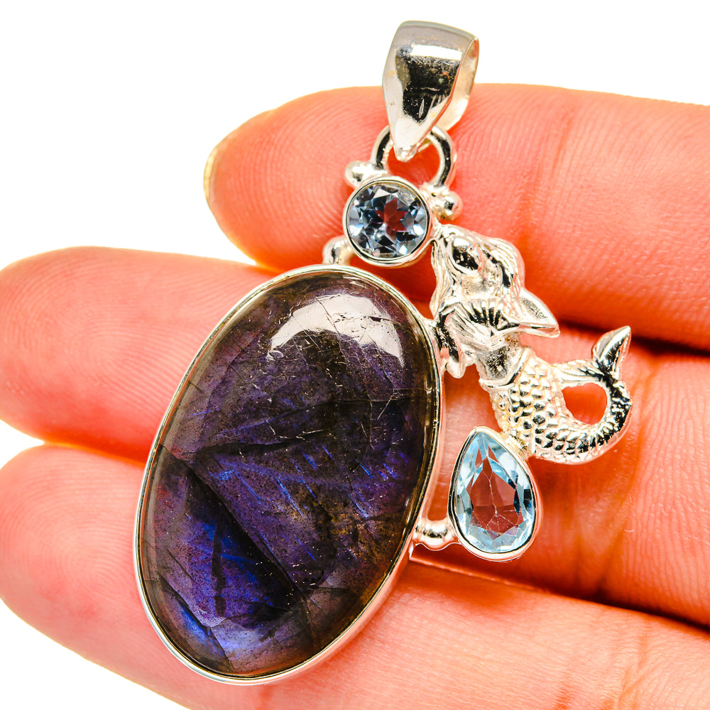 Labradorite, Blue Topaz Pendants handcrafted by Anasilvercos - PD13984