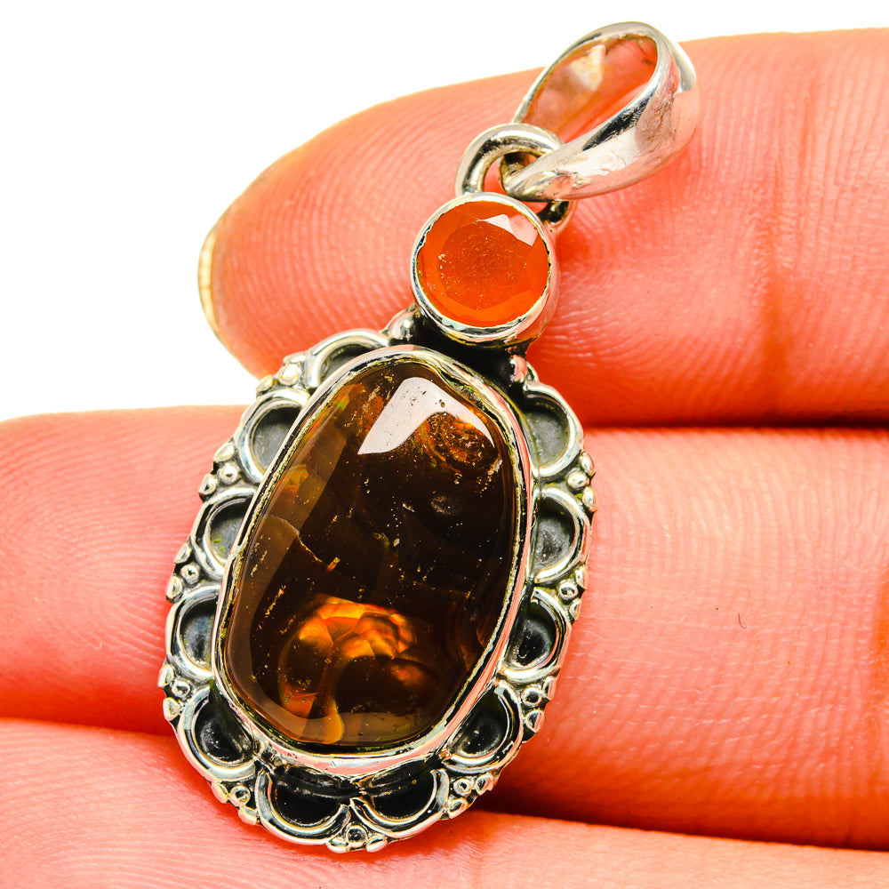 Mexican Fire Agate, Carnelian Pendants handcrafted by Anasilvercos - PD13986