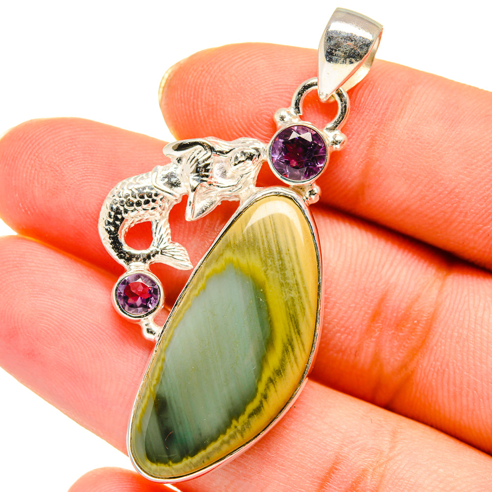 Willow Creek Jasper, Amethyst Pendants handcrafted by Anasilvercos - PD14002