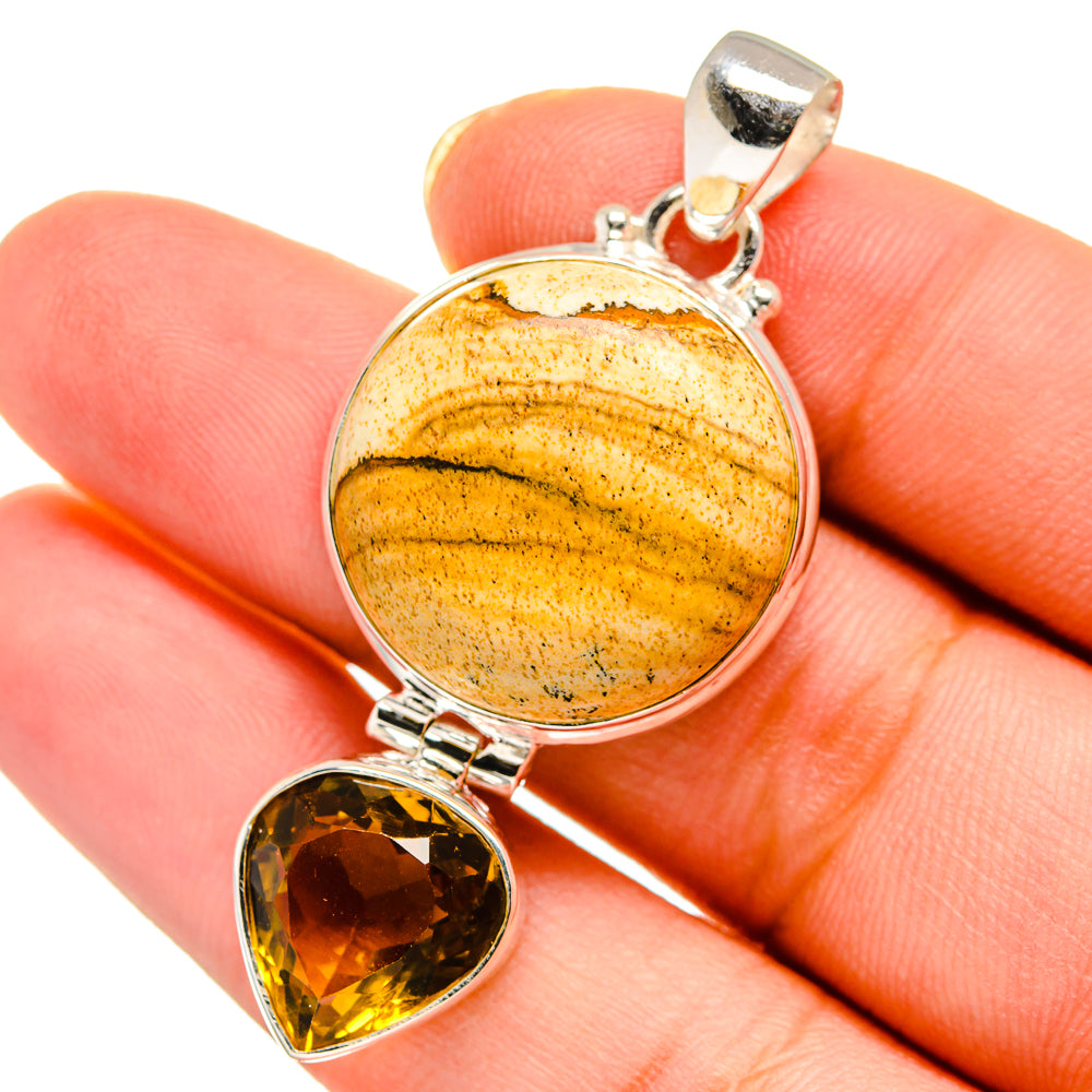Picture Jasper, Mandarin Citrine Pendants handcrafted by Anasilvercos - PD14022