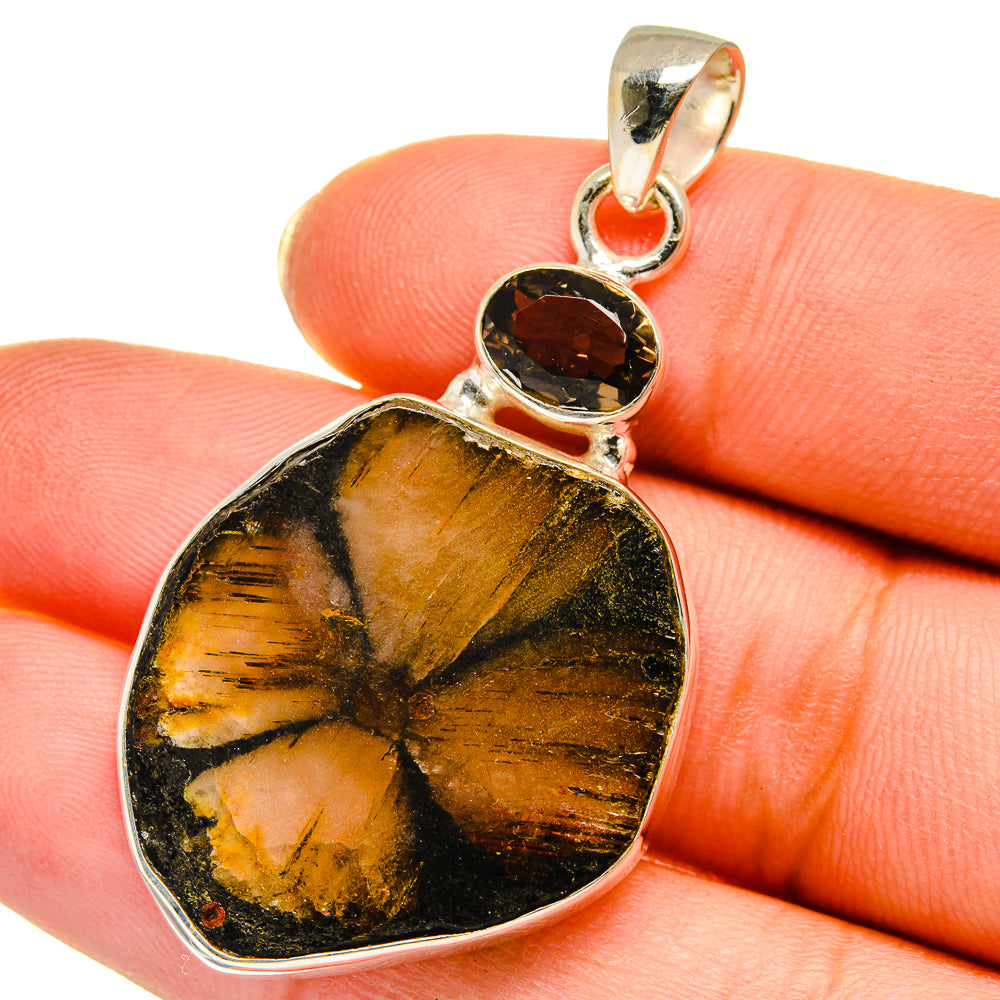 Chiastolite, Smoky Quartz Pendants handcrafted by Anasilvercos - PD14029