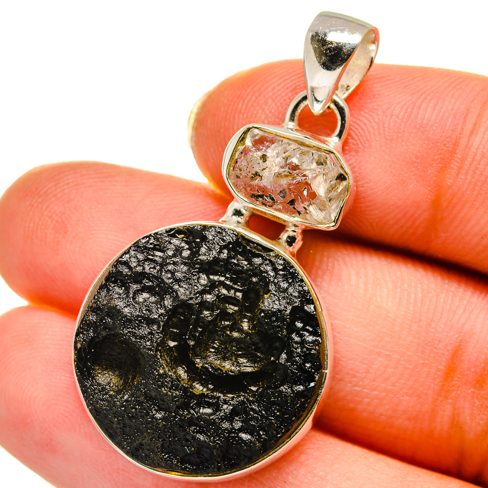 Tektite, Herkimer Diamond Pendants handcrafted by Anasilvercos - PD14040