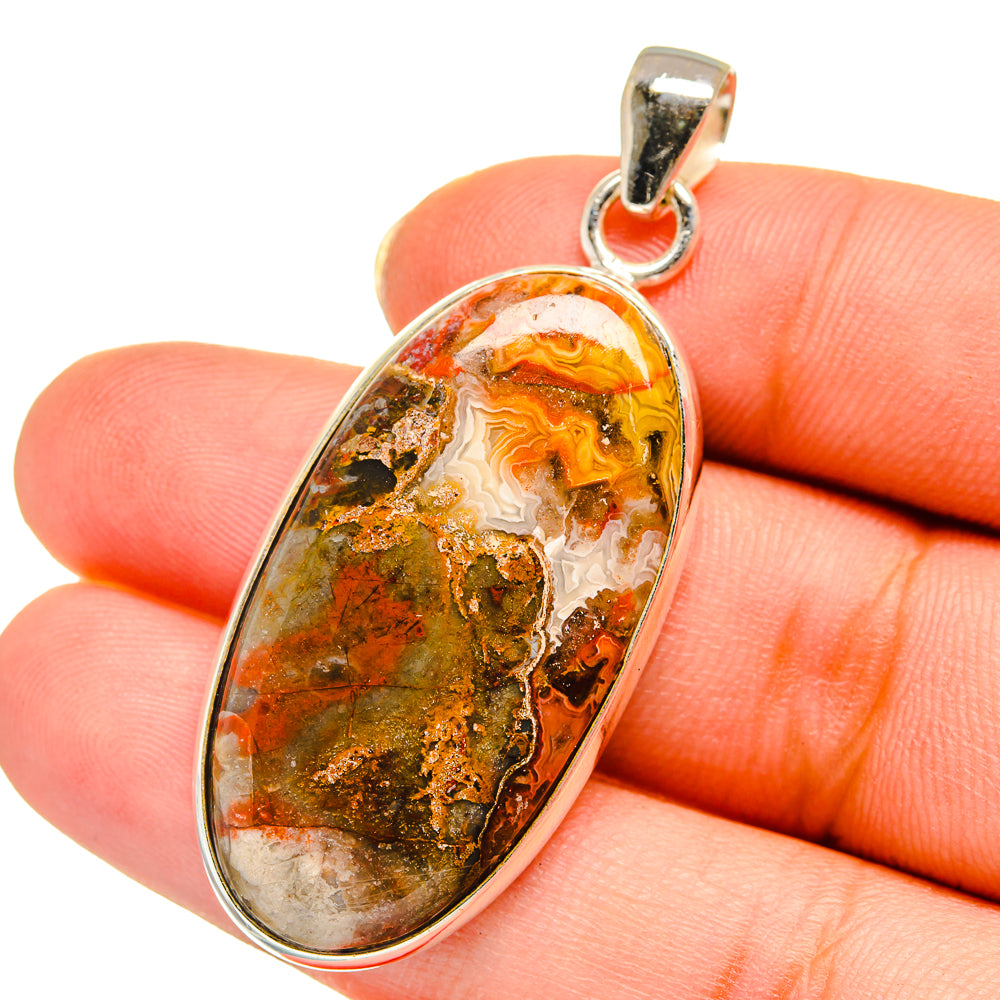 Crazy Lace Agate Pendants handcrafted by Anasilvercos - PD14046