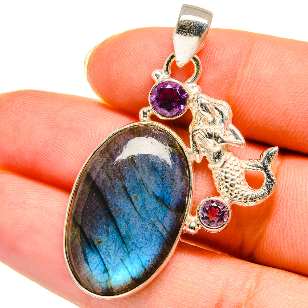 Labradorite, Amethyst Pendants handcrafted by Anasilvercos - PD14056