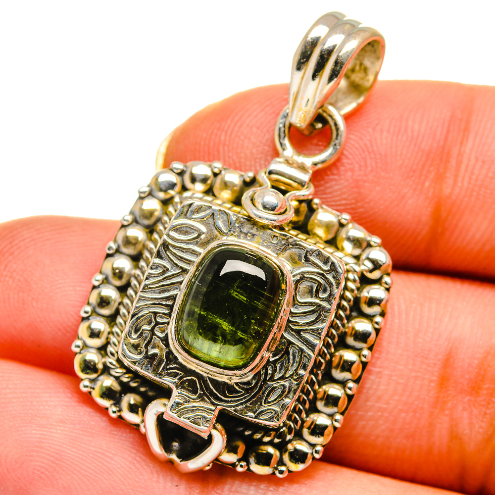 Green Tourmaline Pendants handcrafted by Anasilvercos - PD14068