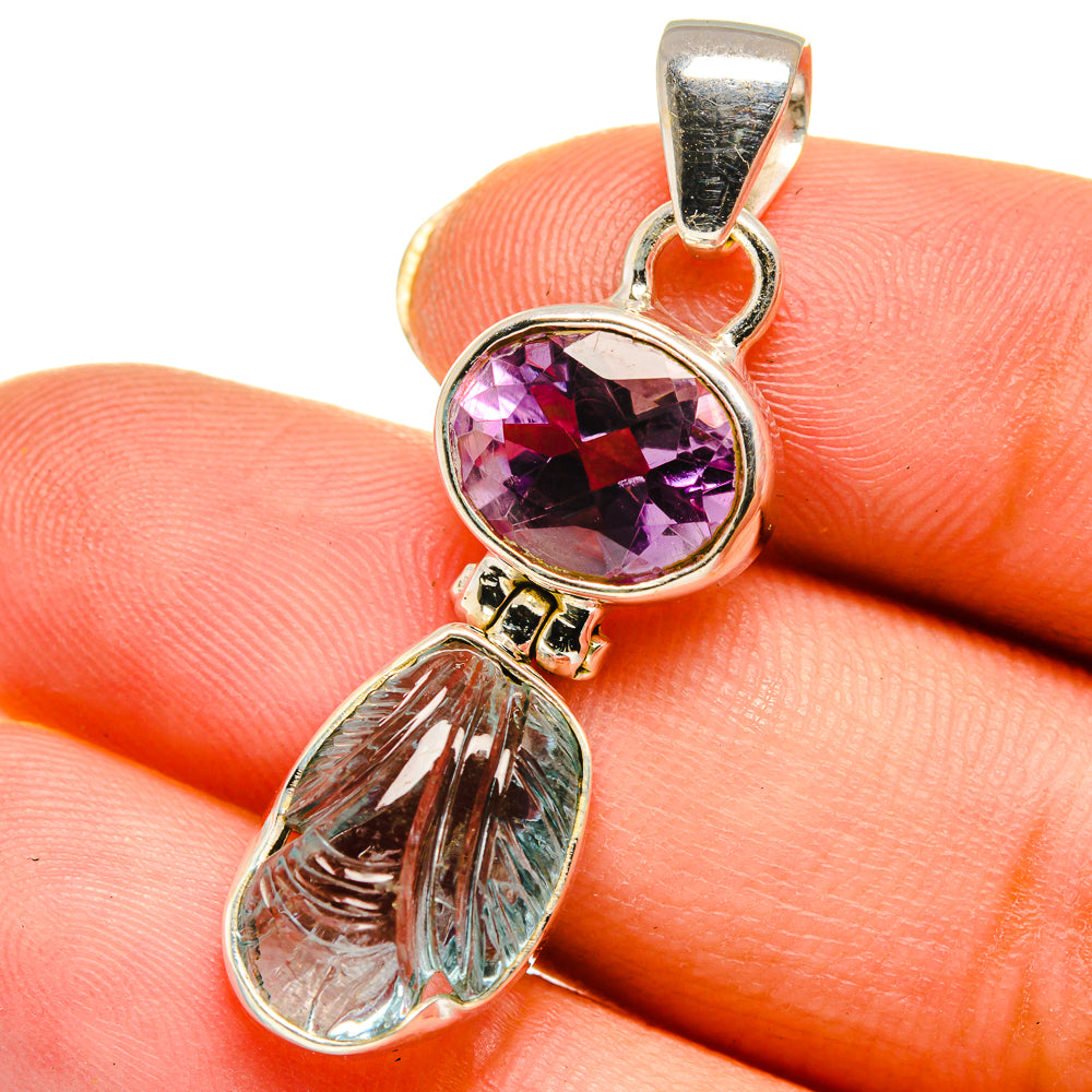 Aquamarine, Amethyst Pendants handcrafted by Anasilvercos - PD14069
