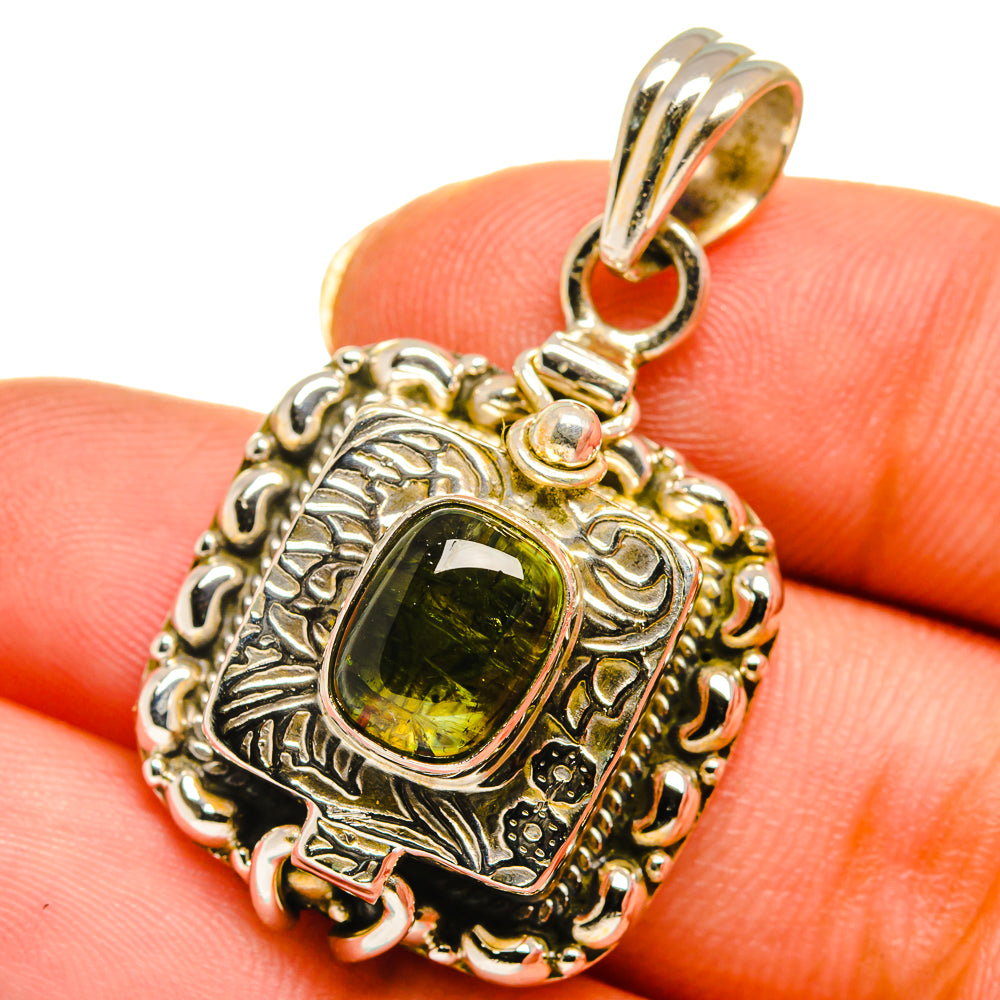 Green Tourmaline Pendants handcrafted by Anasilvercos - PD14074