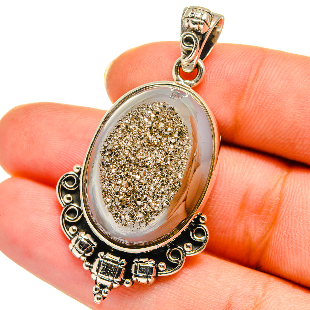 Pyrite Druzy Pendants handcrafted by Anasilvercos - PD14084