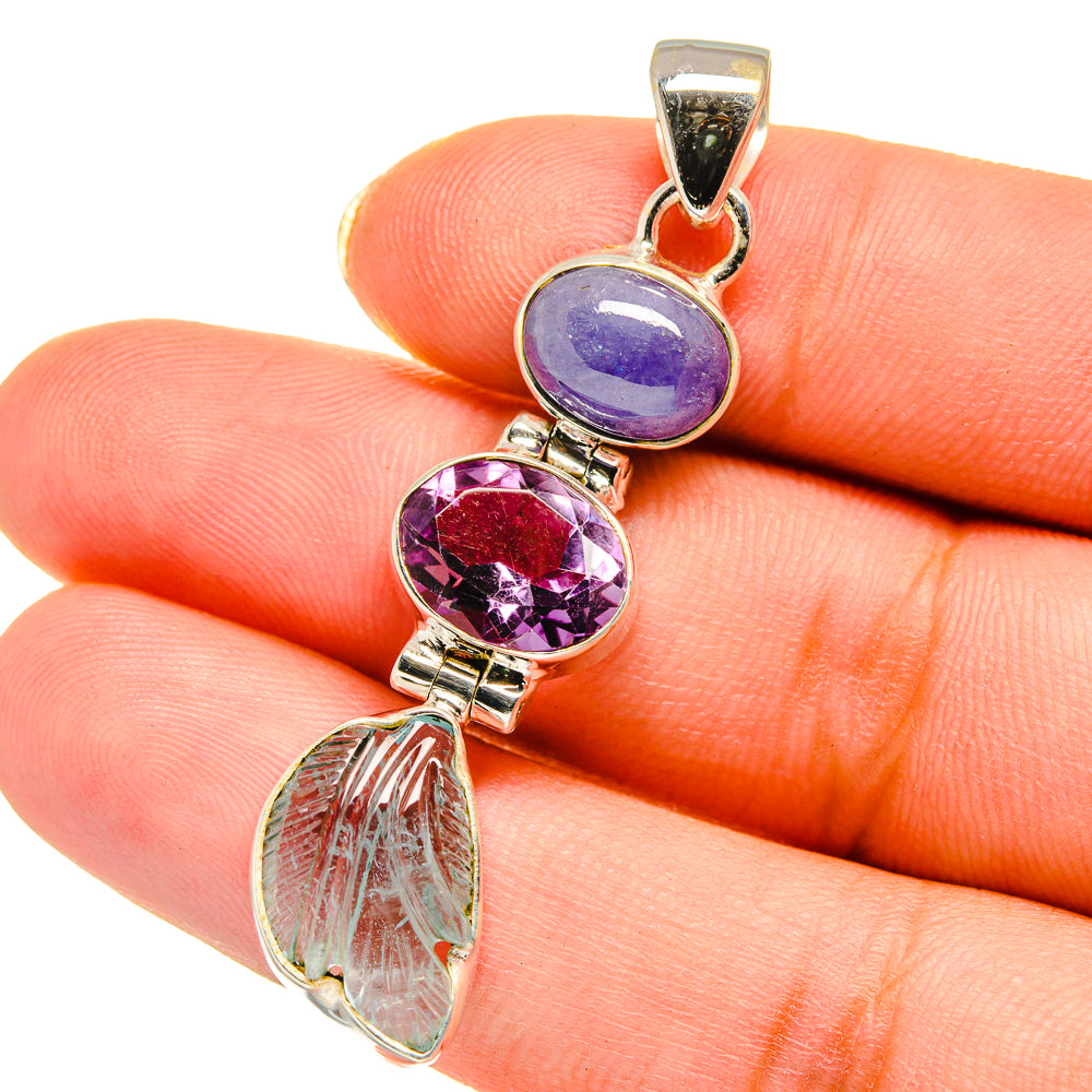 Aquamarine, Amethyst, Tanzanite Pendants handcrafted by Anasilvercos - PD14090