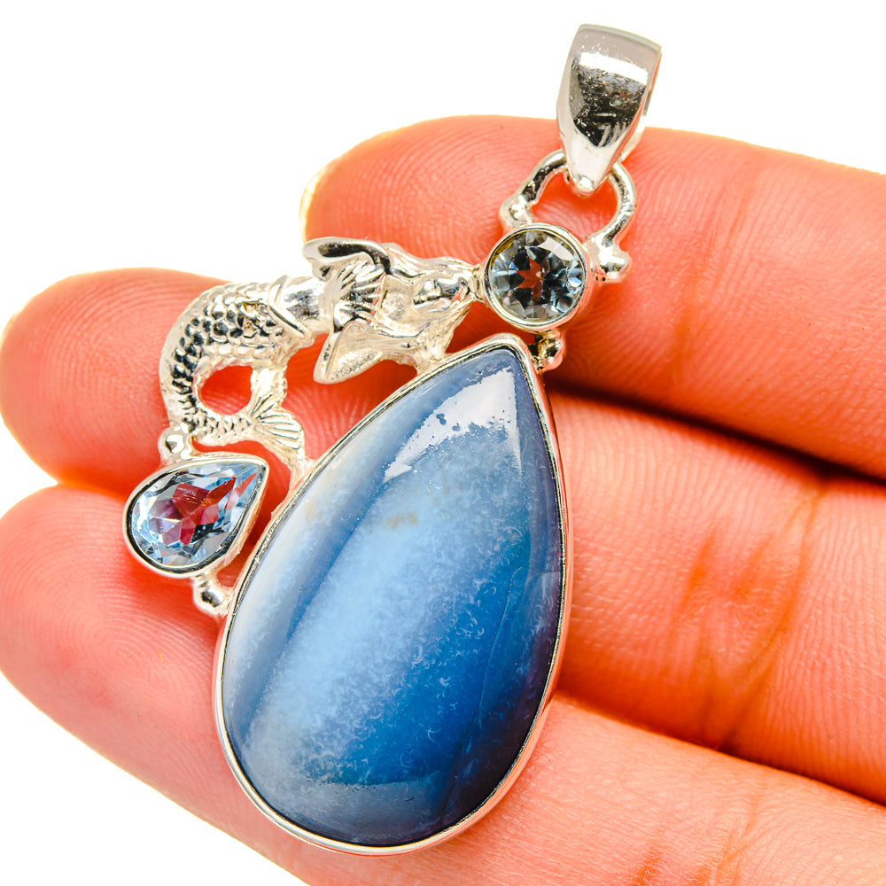 Owyhee Opal, Blue Topaz Pendants handcrafted by Anasilvercos - PD14099