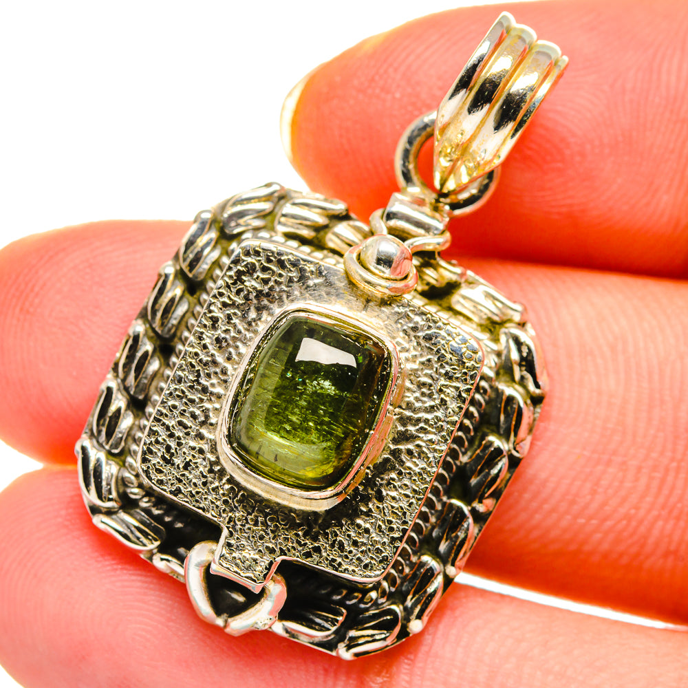 Green Tourmaline Pendants handcrafted by Anasilvercos - PD14121