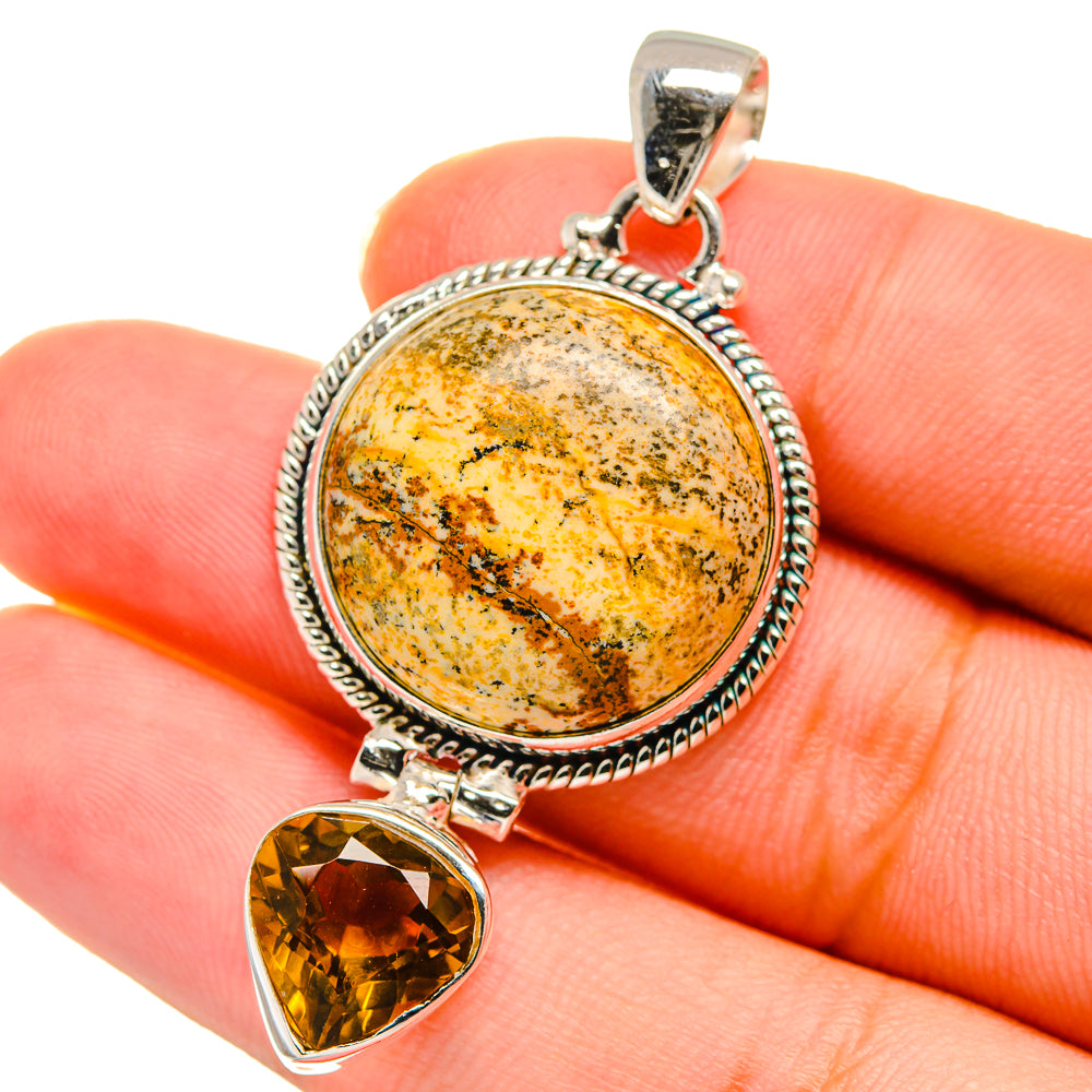 Picture Jasper, Mandarin Citrine Pendants handcrafted by Anasilvercos - PD14126