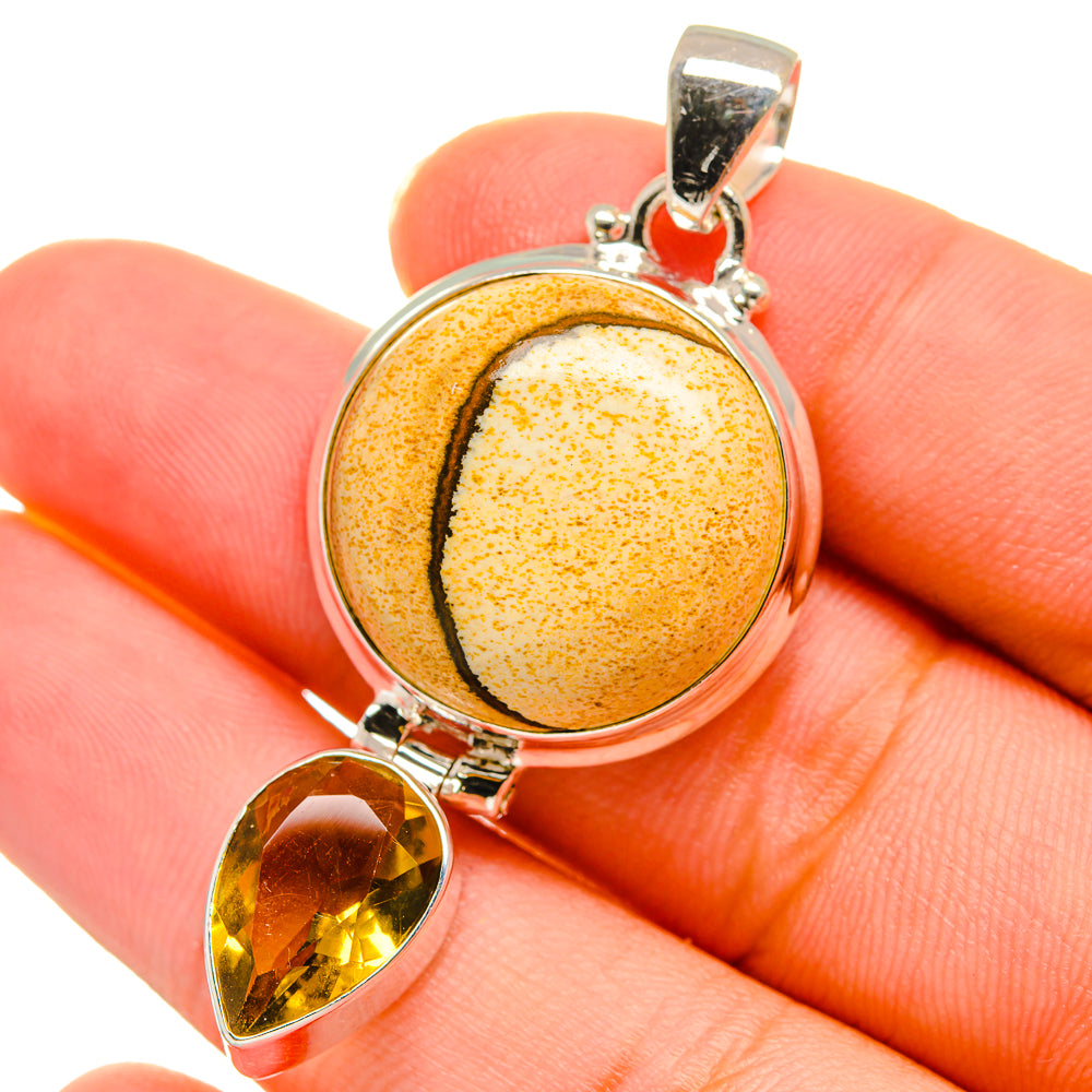 Picture Jasper, Citrine Pendants handcrafted by Anasilvercos - PD14129