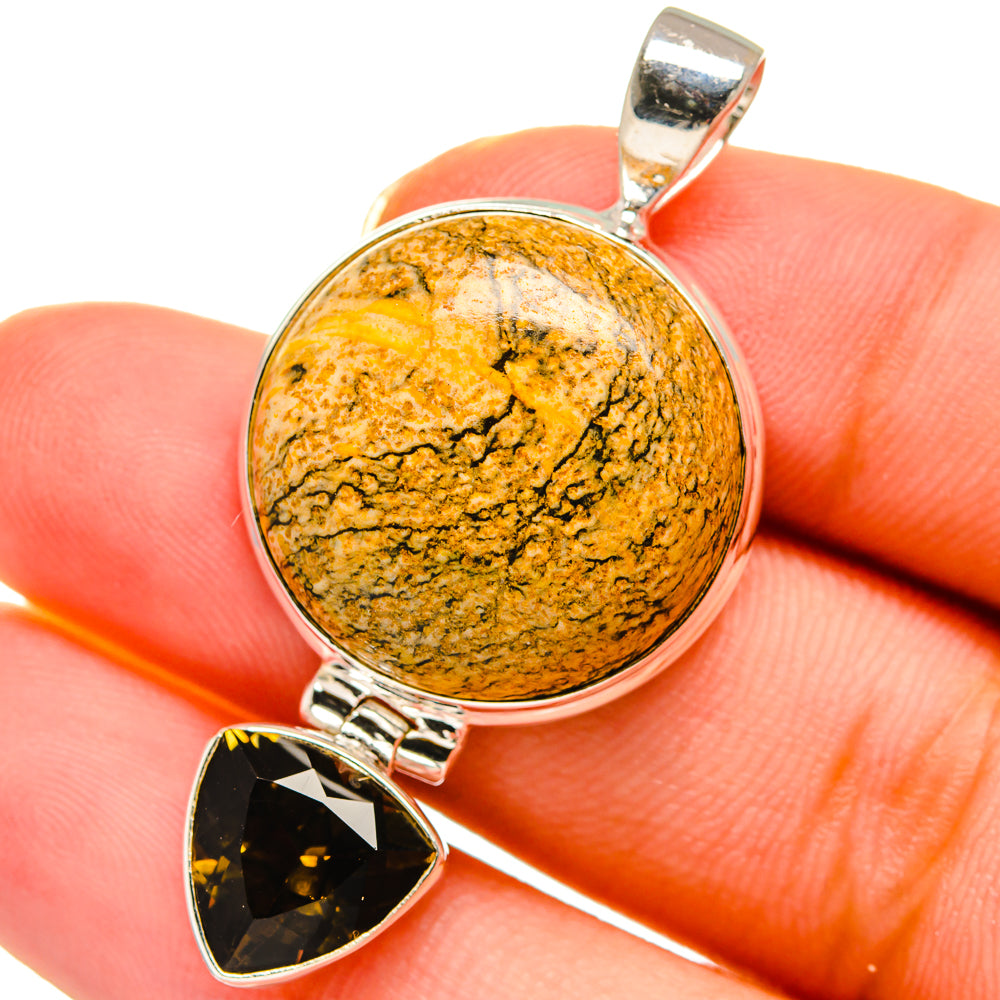 Picture Jasper, Smoky Quartz Pendants handcrafted by Anasilvercos - PD14133