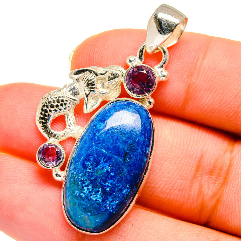 Shattuckite, Amethyst Pendants handcrafted by Anasilvercos - PD14140