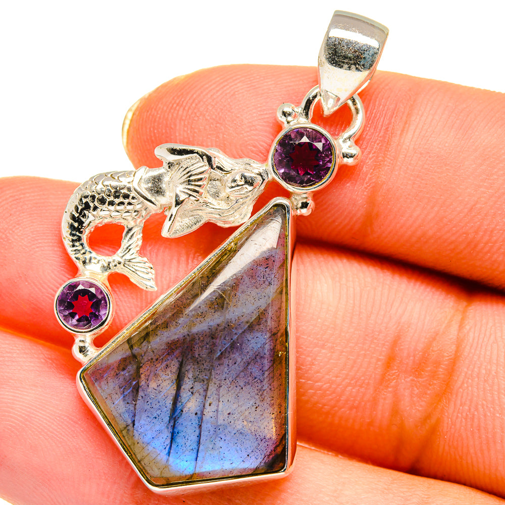Labradorite, Amethyst Pendants handcrafted by Anasilvercos - PD14177