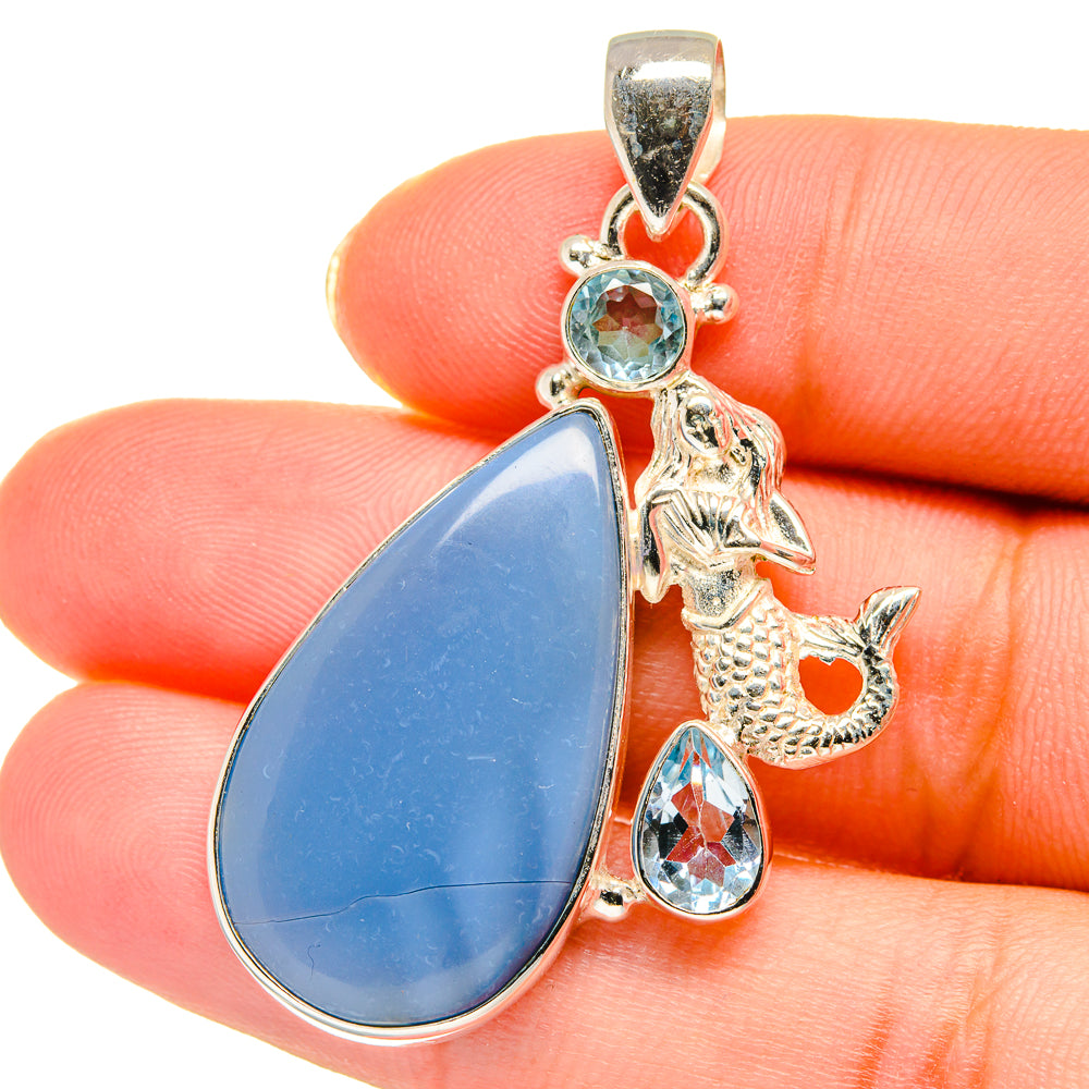 Owyhee Opal, Blue Topaz Pendants handcrafted by Anasilvercos - PD14178