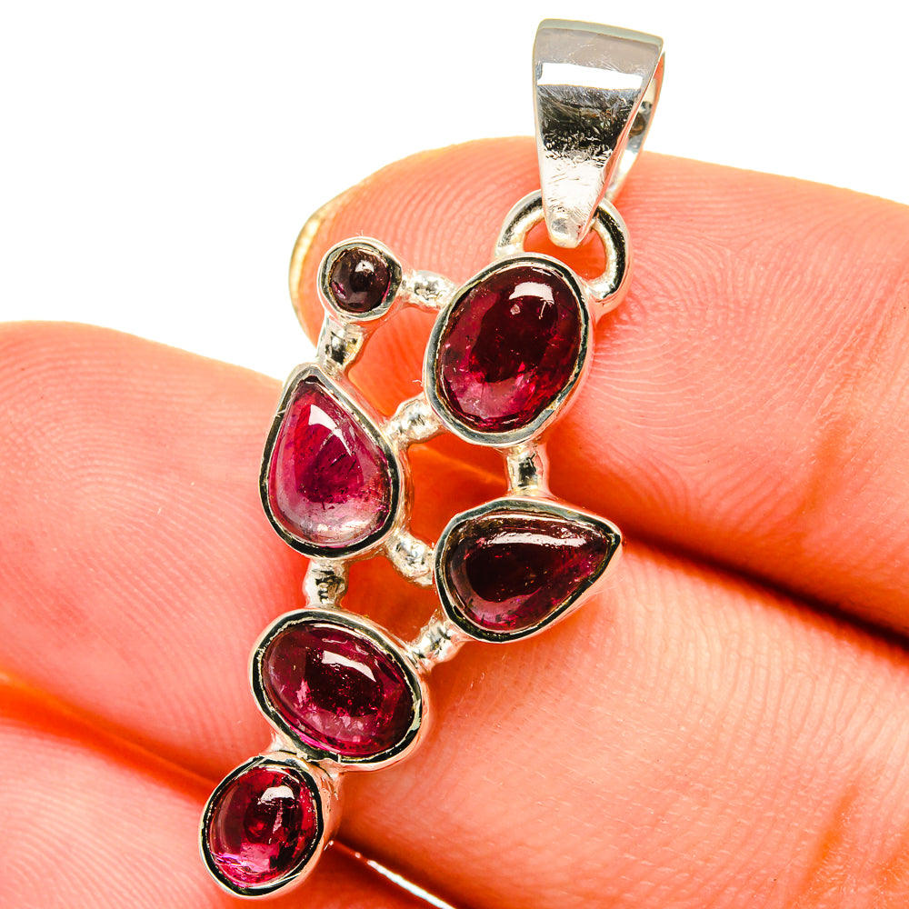 Pink Tourmaline, Garnet Pendants handcrafted by Anasilvercos - PD14183