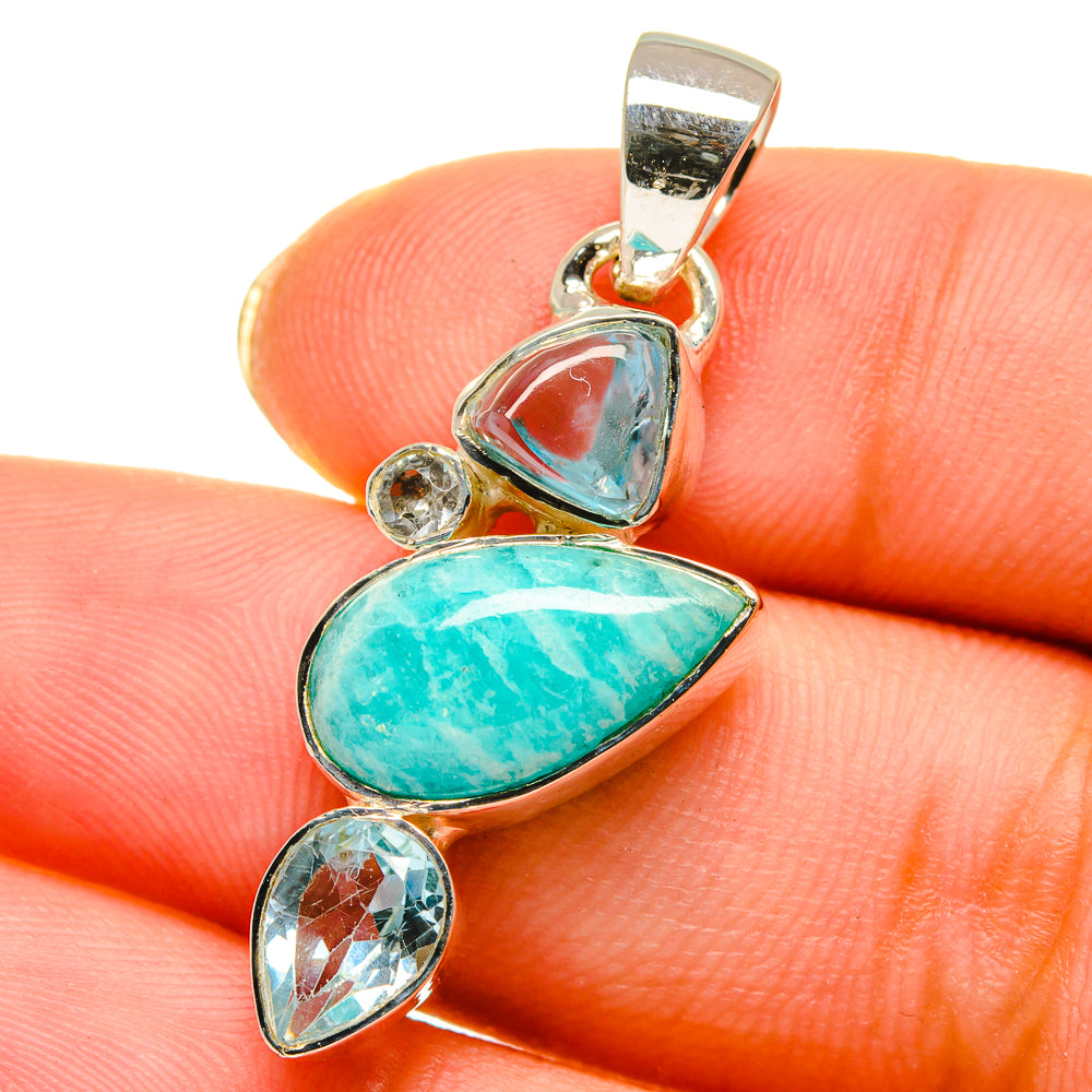 Amazonite, Blue Topaz Pendants handcrafted by Anasilvercos - PD14194