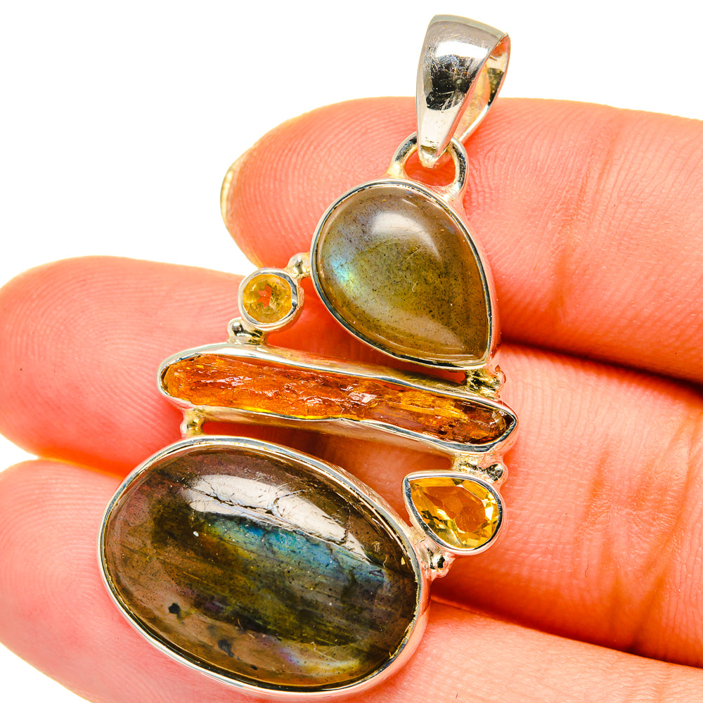Labradorite, Citrine, Carnelian Pendants handcrafted by Anasilvercos - PD14197
