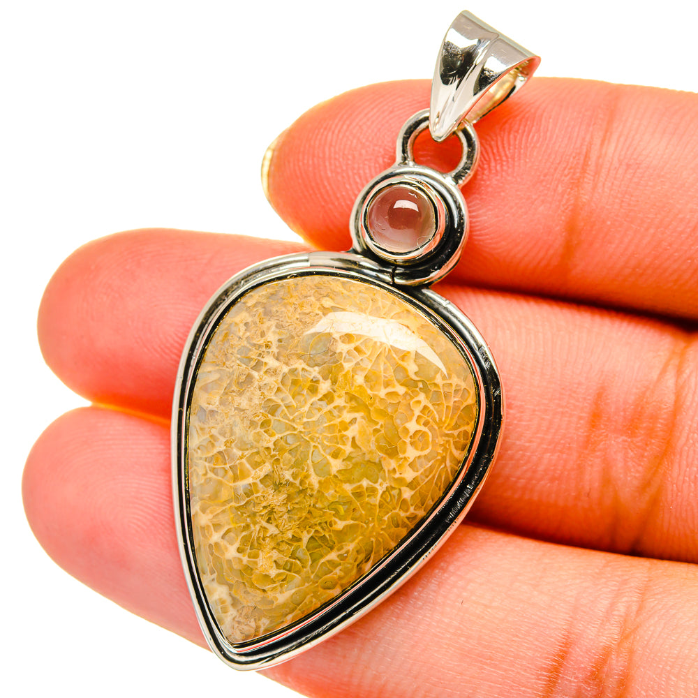 Fossil Coral, Citrine Pendants handcrafted by Anasilvercos - PD14202